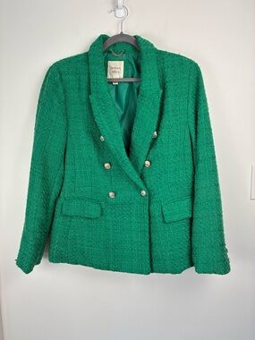 Green Tweed Blazer Jacket | Double Breasted |